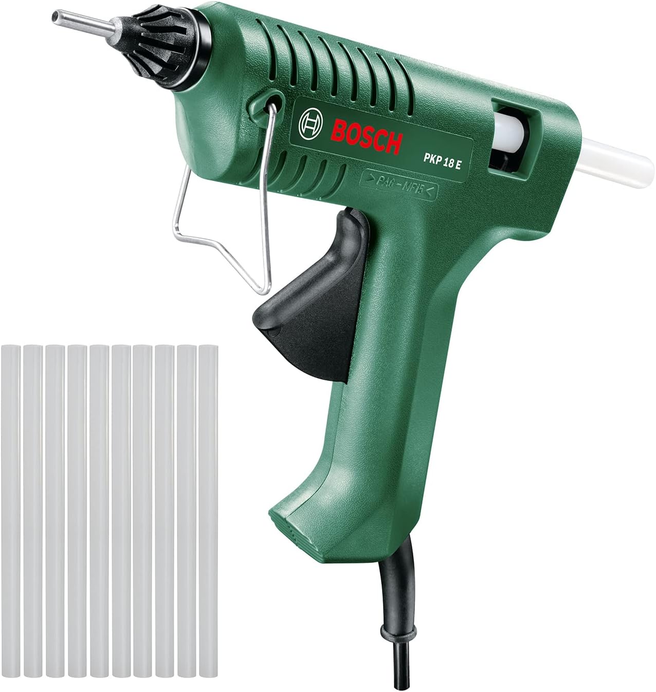 Bosch Klebepistole PKP 18 E (1x extralange Düse, 240 Volt) & Bosch Klebesticks Ultra (500 g, Ø 11 mm)